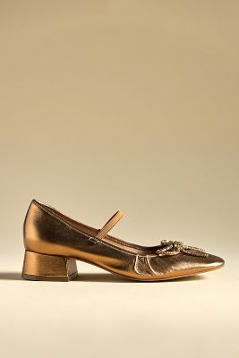 Maeve Crystal Bow Ballet Heels In Brown