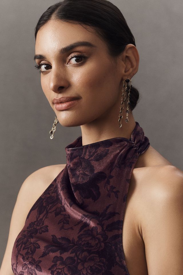 BHLDN Holly Halter Stretch Velvet Midi Dress #4