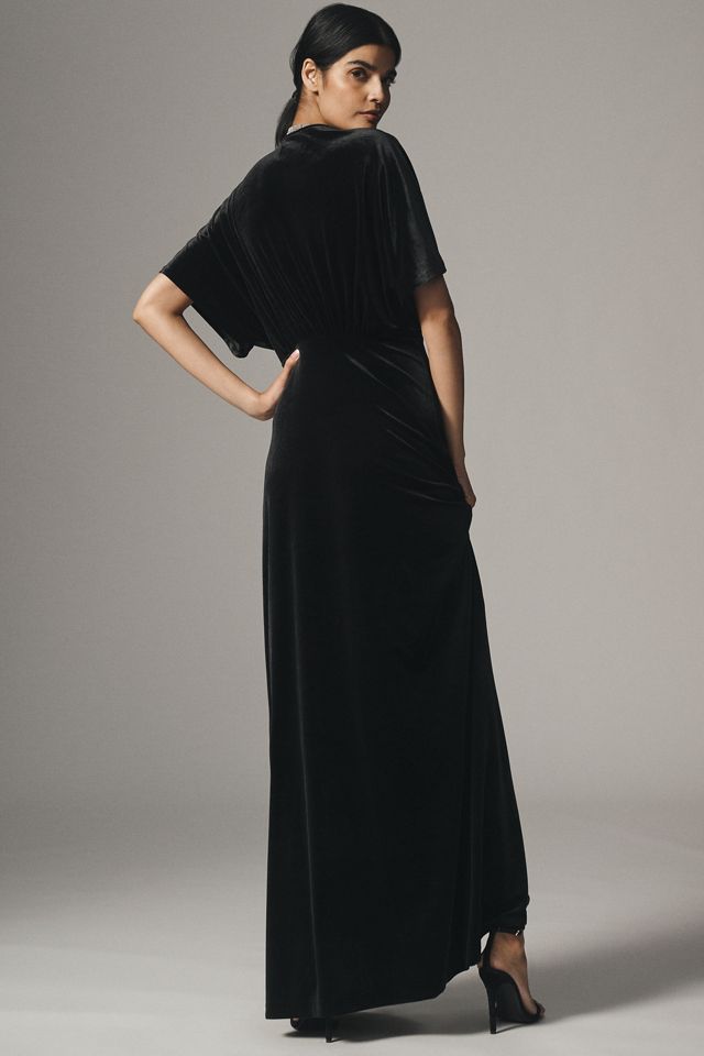 BHLDN Amelia Deep-V Stretch Velvet Maxi Dress #1
