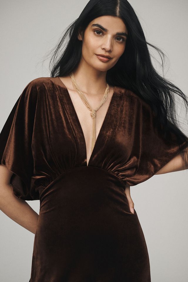 BHLDN Amelia Deep-V Stretch Velvet Maxi Dress #2