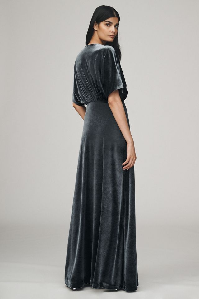 BHLDN Amelia Deep-V Stretch Velvet Maxi Dress #1
