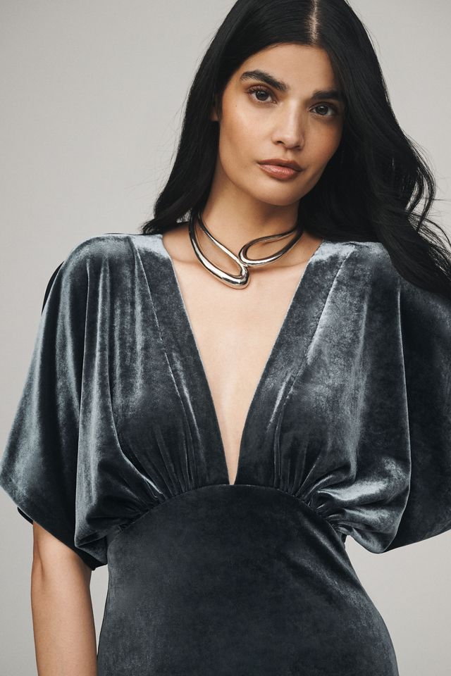 BHLDN Amelia Deep-V Stretch Velvet Maxi Dress #2