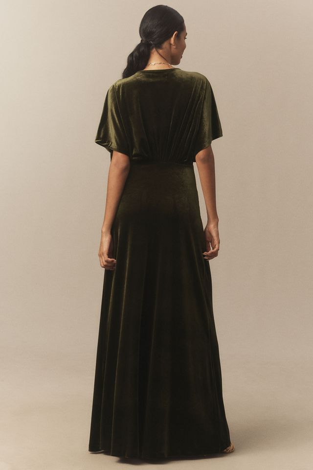 BHLDN Amelia Deep-V Stretch Velvet Maxi Dress #4