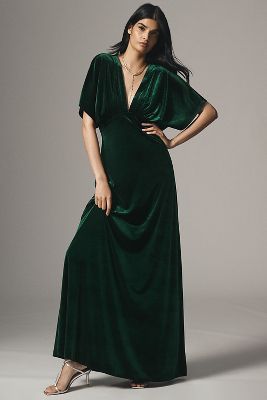 Bhldn Amelia Deep v Stretch Velvet Maxi Dress In Multicolor ModeSens