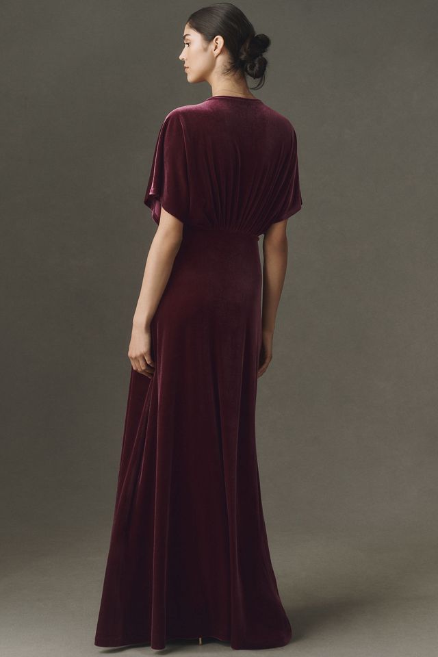 BHLDN Amelia Deep-V Stretch Velvet Maxi Dress #2