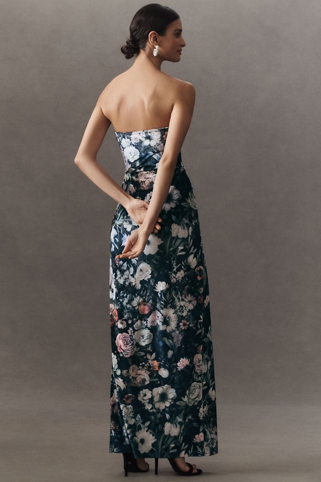 BHLDN Luella Strapless Side-Slit Stretch Velvet Maxi Dress #1