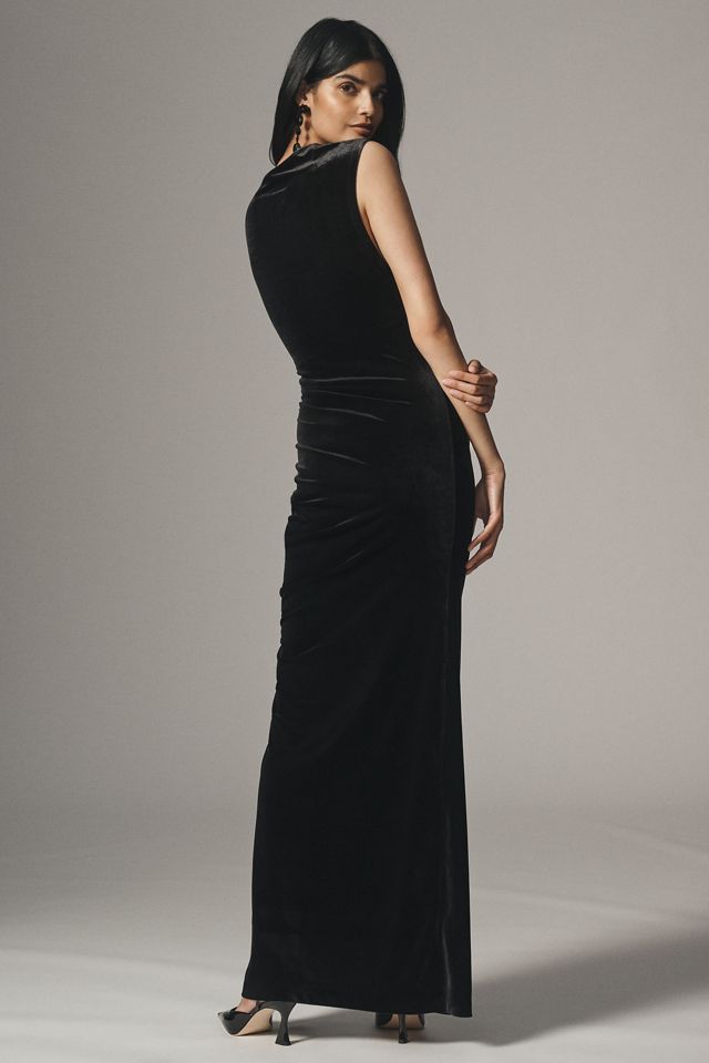 BHLDN Francesca High-Neck Stretch Velvet Maxi Dress #2