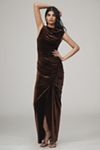 BHLDN Francesca High-Neck Stretch Velvet Maxi Dress