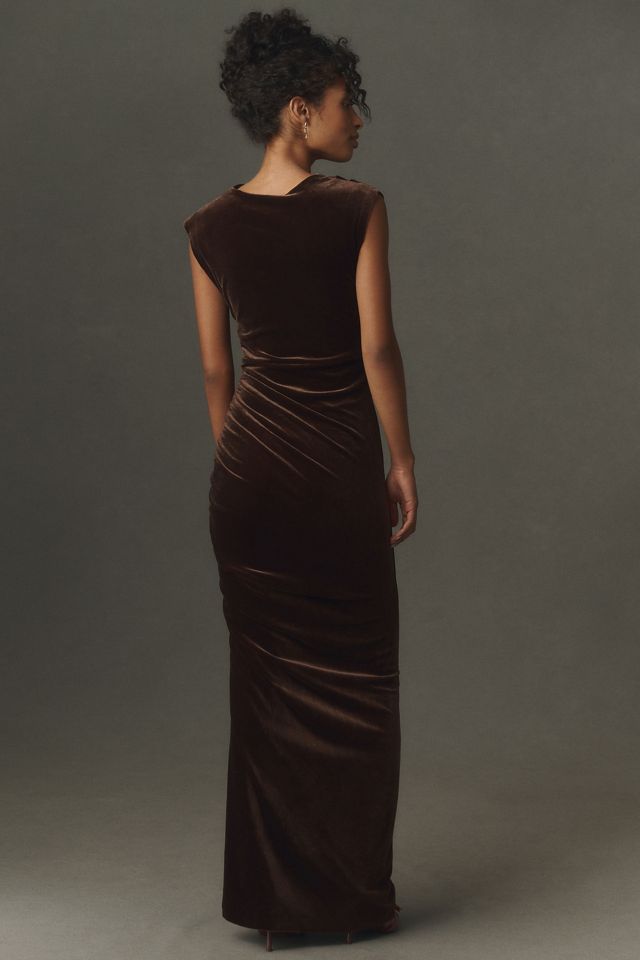 BHLDN Francesca High-Neck Stretch Velvet Maxi Dress #5