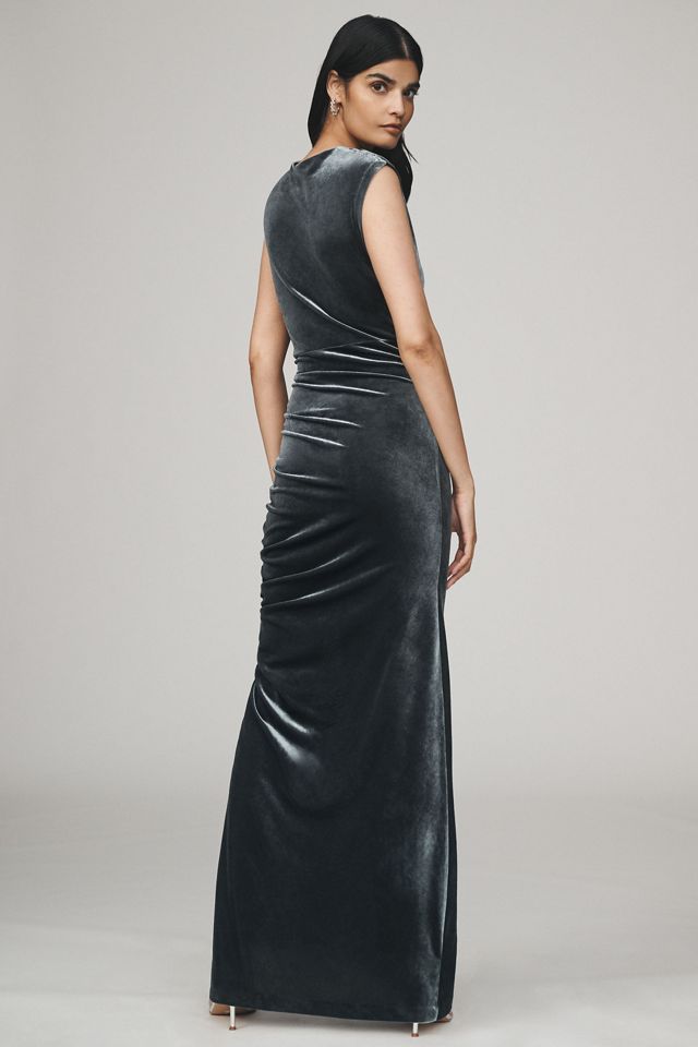 BHLDN Francesca High-Neck Stretch Velvet Maxi Dress #2