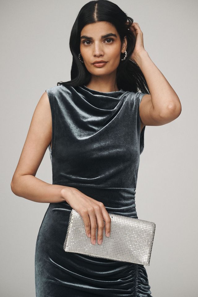 BHLDN Francesca High-Neck Stretch Velvet Maxi Dress #3