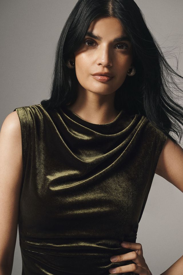 BHLDN Francesca High-Neck Stretch Velvet Maxi Dress #1