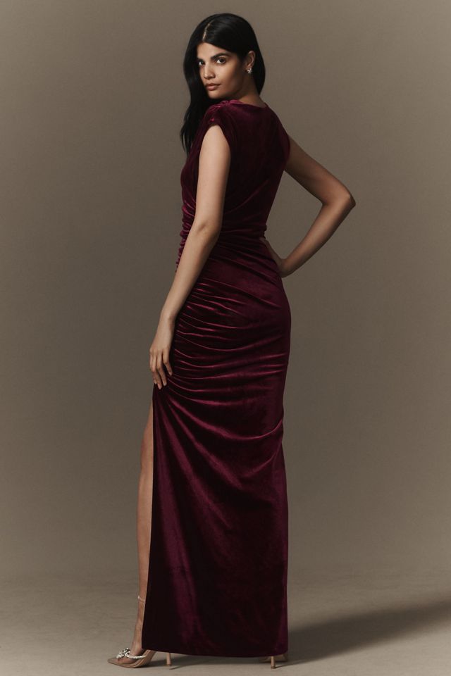 BHLDN Francesca High-Neck Stretch Velvet Maxi Dress #1