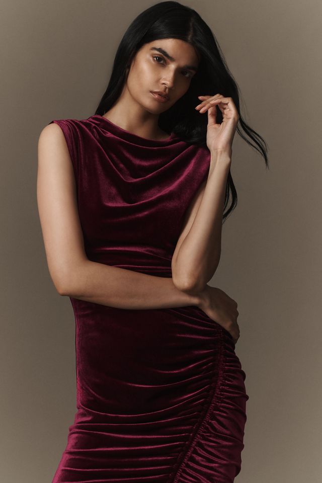 BHLDN Francesca High-Neck Stretch Velvet Maxi Dress #2