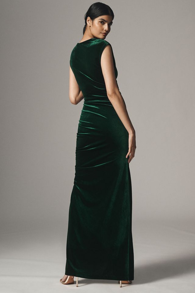 BHLDN Francesca High-Neck Stretch Velvet Maxi Dress
