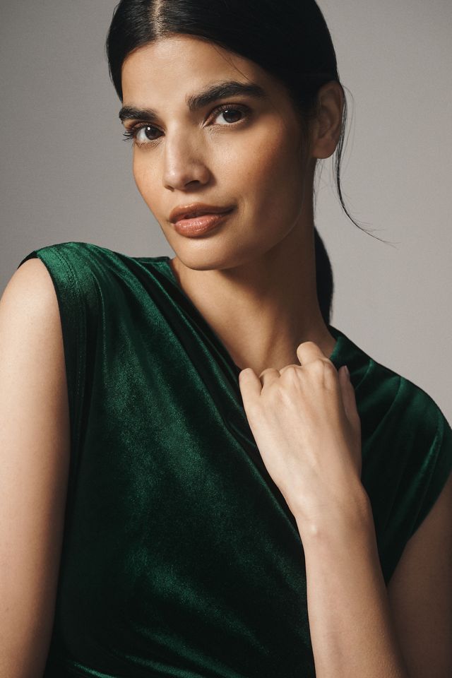 BHLDN Francesca High-Neck Stretch Velvet Maxi Dress