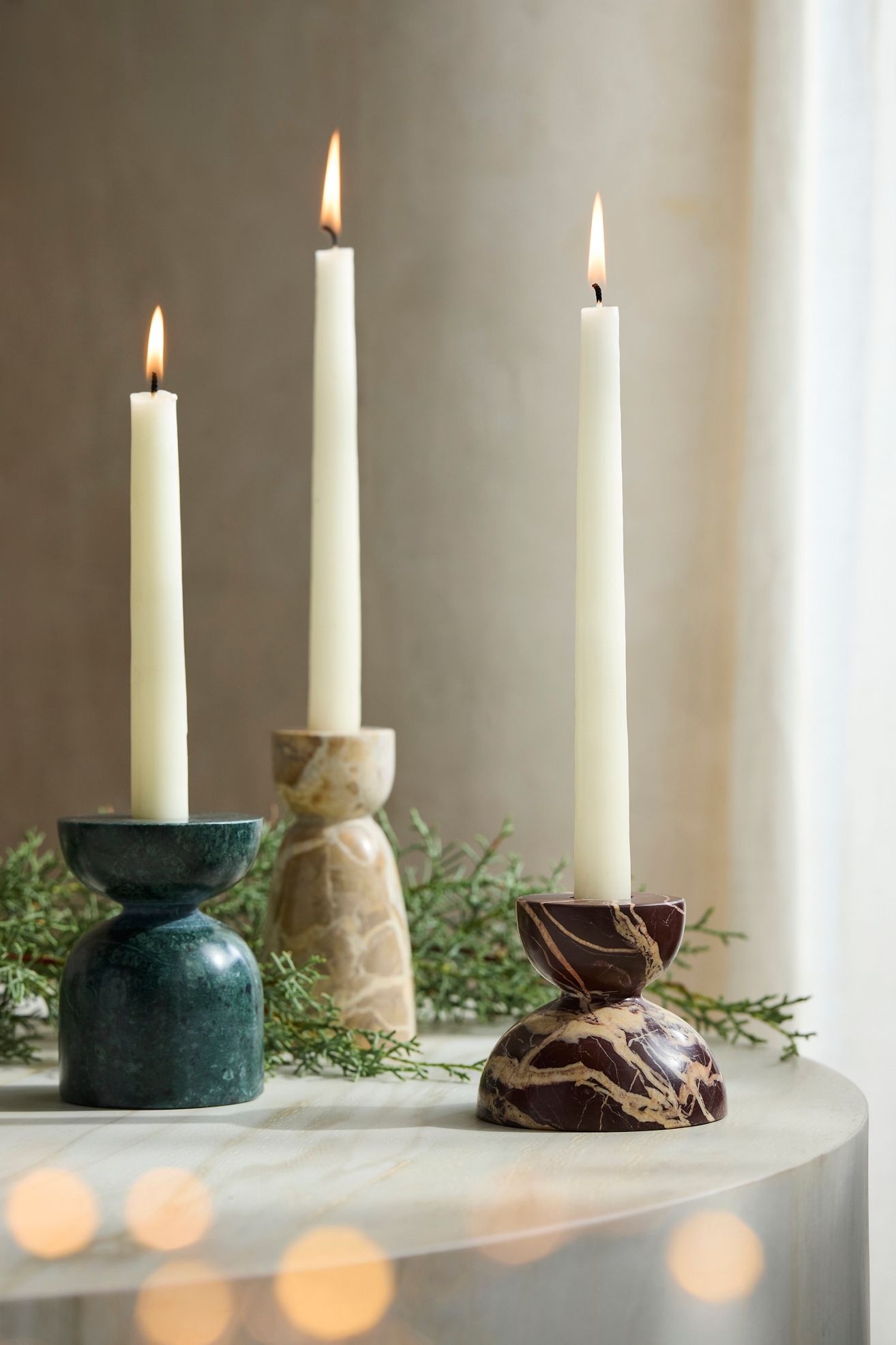 Marble Taper Holder - Wine, Short