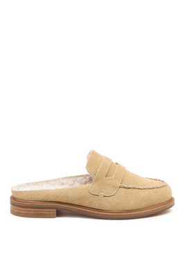 Kelsi Dagger Brooklyn Faux-fur Lock Loafer Mules In Nude