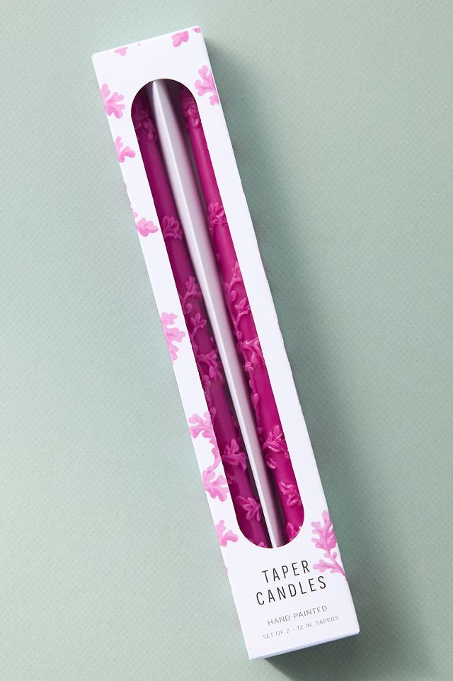 Ianthe Carved Floral Taper Candles, Set of 2