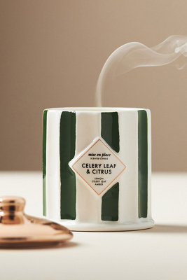 Mise En Place By Anthropologie Mise En Place Woody Celery Leaf & Citrus Ceramic Candle