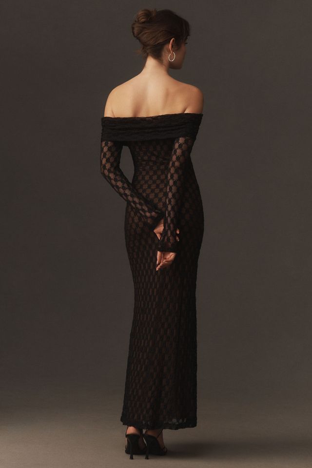 Bardot Adoni Off-The-Shoulder Fitted Stretch Lace Midi Dress #1