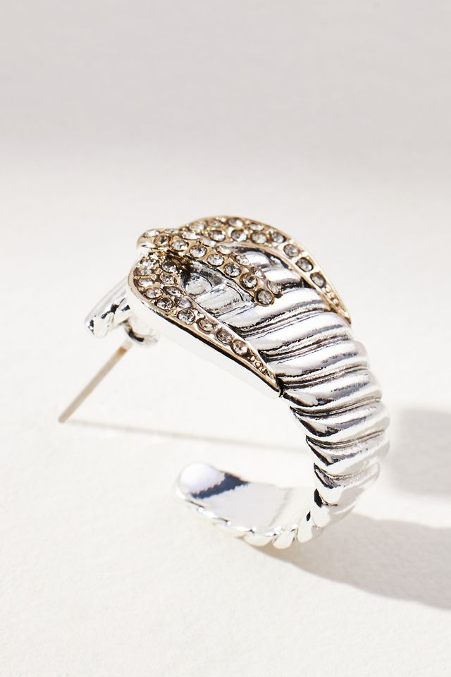 Pavé Ribbed Buckle Earrings #1