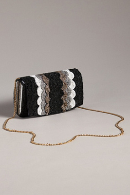 By Anthropologie Beaded Petal Clutch In Beige