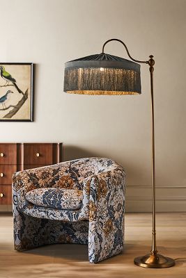 Tassel Fringed Velvet Floor Lamp AnthroHome