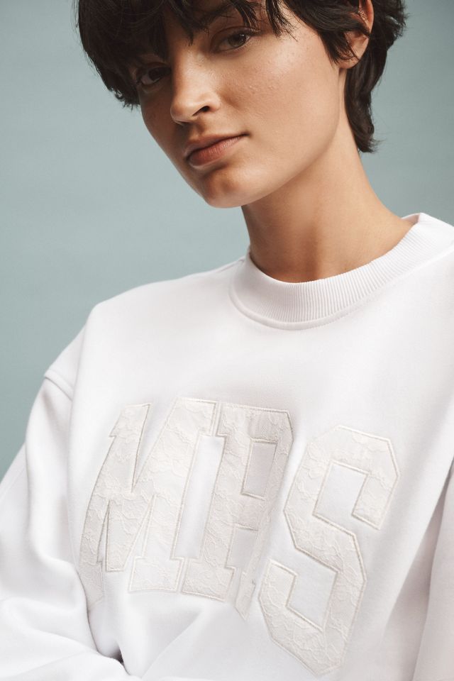 By Anthropologie Weddings Mrs. Lace Crew-Neck Sweatshirt #4