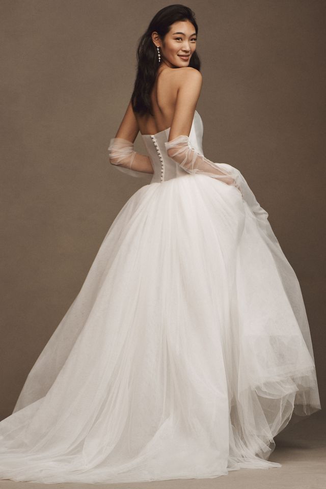 Jenny by Jenny Yoo Georgina Strapless Corset Drop-Waist Tulle Wedding Gown #1