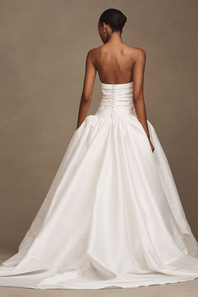 Jenny Yoo Charlotte Strapless Drop-Waist Taffeta Wedding Gown #3