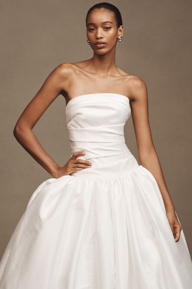 Jenny Yoo Charlotte Strapless Drop-Waist Taffeta Wedding Gown #4