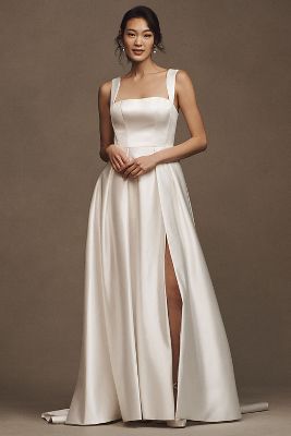 Jenny by Jenny Yoo Clara Square-Neck Satin A-Line Wedding Gown