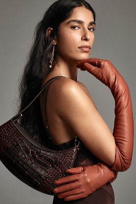 Shop Cynthia Rowley Leather Gloves In Brown