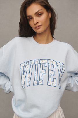 By Anthropologie Weddings Wifey Crew-Neck Sweatshirt