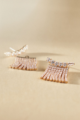 Vieste Rosa Fancy Front-back Golden Fringe Earrings In Gold