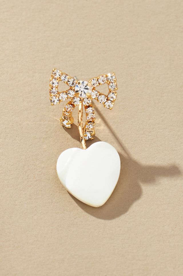 Shell Heart Bow Drop Earrings #1