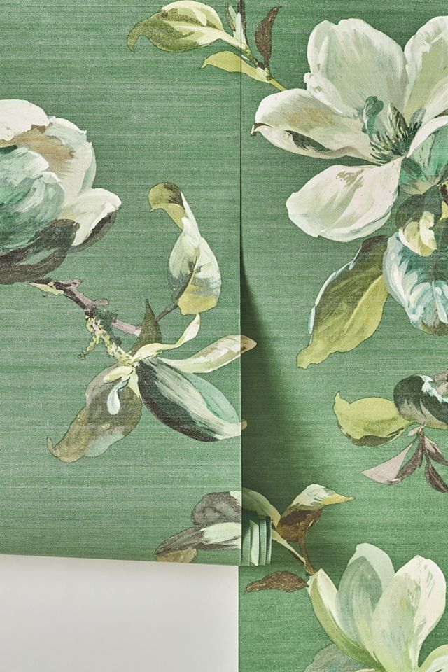 Sherbourn Green Magnolia Floral Vinyl Wallpaper #1