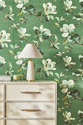 Sherbourn Green Magnolia Floral Vinyl Wallpaper