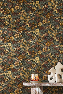 Anthropologie Stenciled Floral Wallpaper