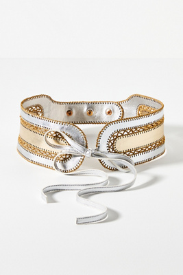 Cynthia Rowley Metallic Wrap Belt In Silver