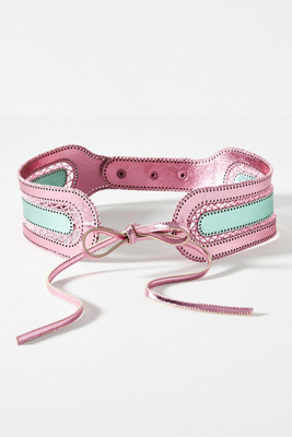 Cynthia Rowley Metallic Wrap Belt In Pink