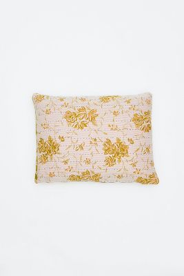 Anchal Small Vintage Kantha Throw Pillow No. P16240111 In Neutral