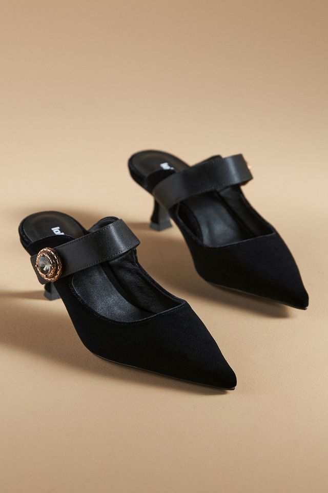 Lola Cruz Kaia Velvet Mule Heels #1