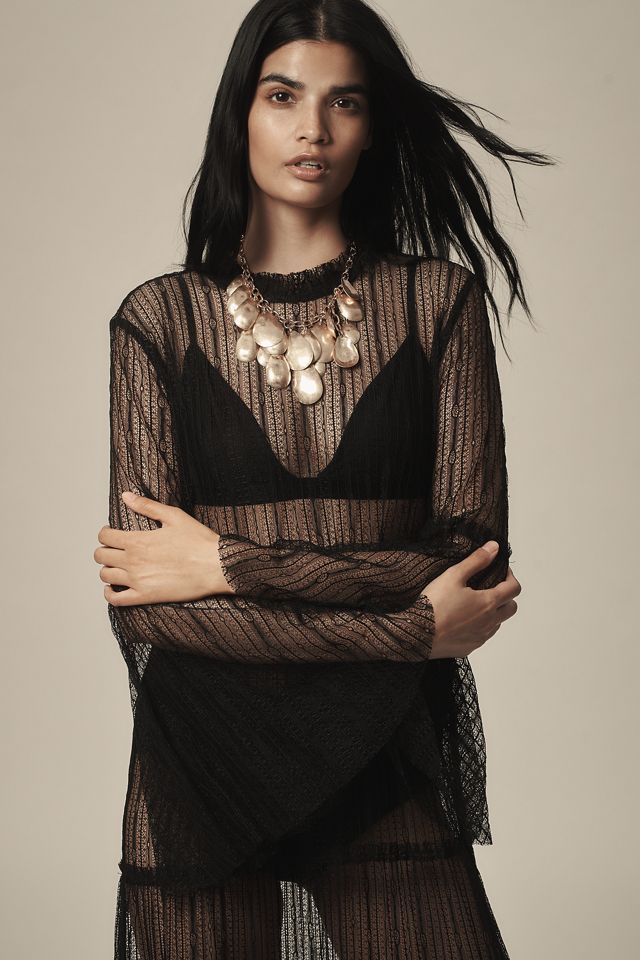 By Anthropologie Sheer Lace Tunic #2