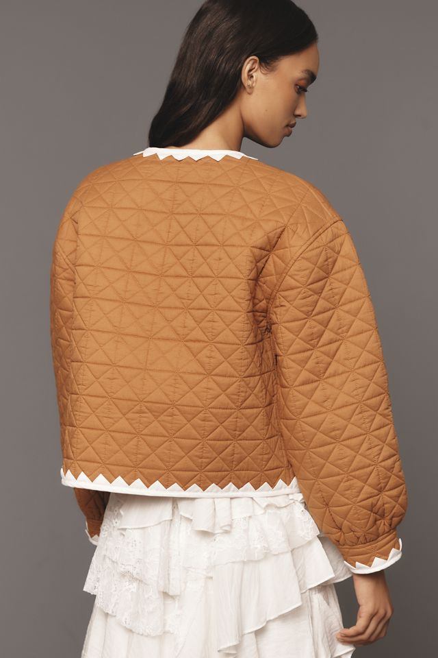 By Anthropologie Zigzag-Trim Quilted Jacket #1