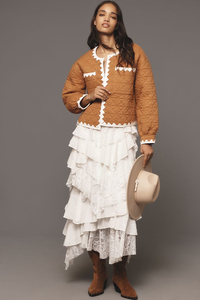 By Anthropologie Zigzag-Trim Quilted Jacket #3