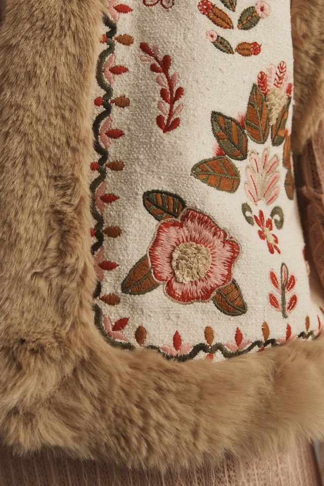 Pilcro Faux-Fur Embroidered Vest #2
