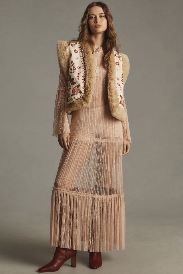 Pilcro Faux-Fur Embroidered Vest #3