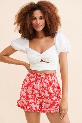 Maeve Printed Silky Drawstring Shorts | Anthropologie
